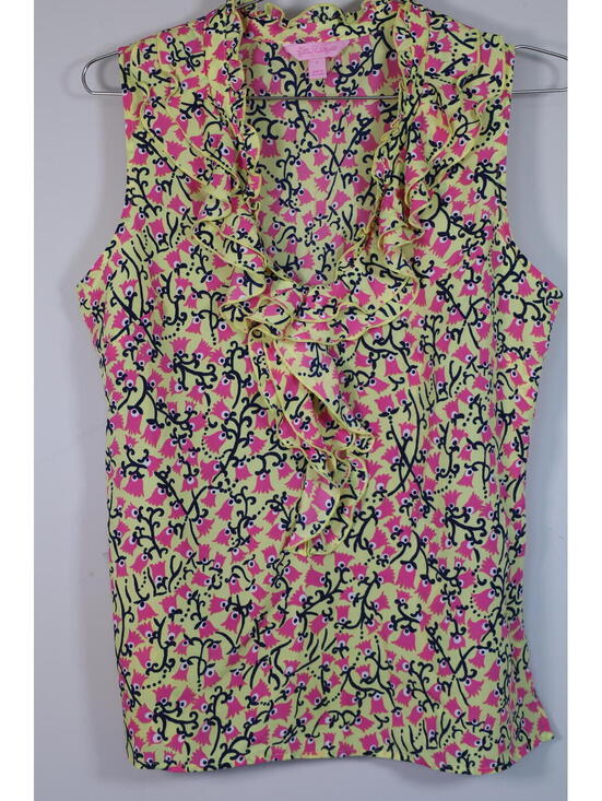 Lilly Pulitzer Tops - Lilly Pulitzer Allison Floral Sleeveless Ruffle Blouse Small